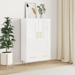 Credenza Bianco Lucido 69,5x31x115 cm in Legno Multistrato