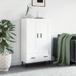 Credenza Bianco Lucido 69,5x31x115 cm in Legno Multistrato