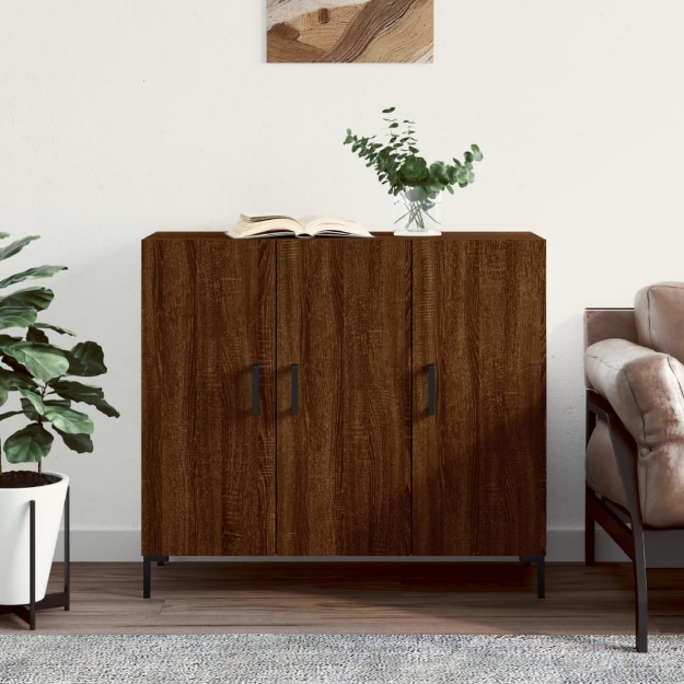 Credenza Rovere Marrone 90x34x80 cm in Legno Multistrato