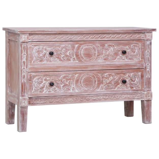 Credenza con 2 Cassetti 90x30x60 cm in Legno Massello di Mogano