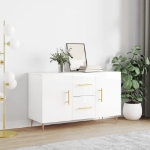 Credenza Bianco Lucido 100x36x60 cm in Legno Multistrato