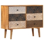 Credenza con Motivo Stampato 90x30x70 cm in Massello di Mango