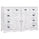 Credenza con 10 Cassetti Bianca 113x30x79 cm in Legno