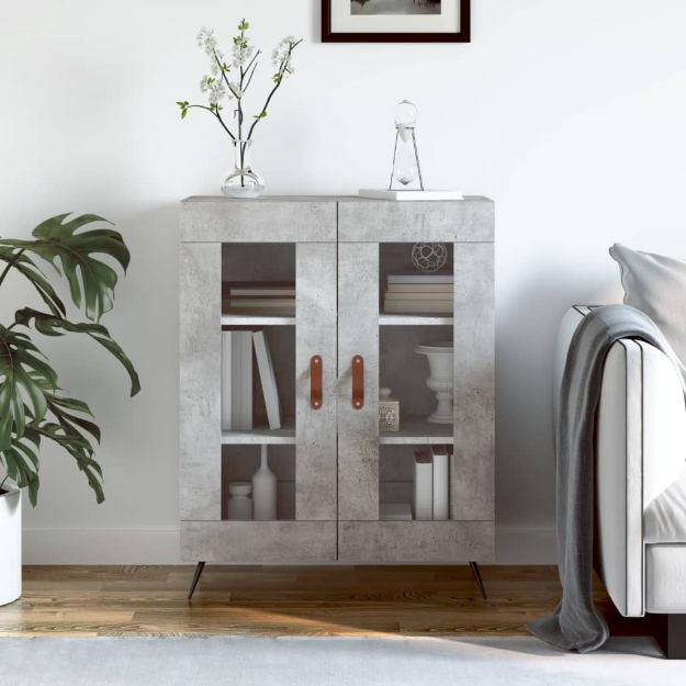 Credenza Grigio Cemento 69,5x34x90 cm in Legno Multistrato