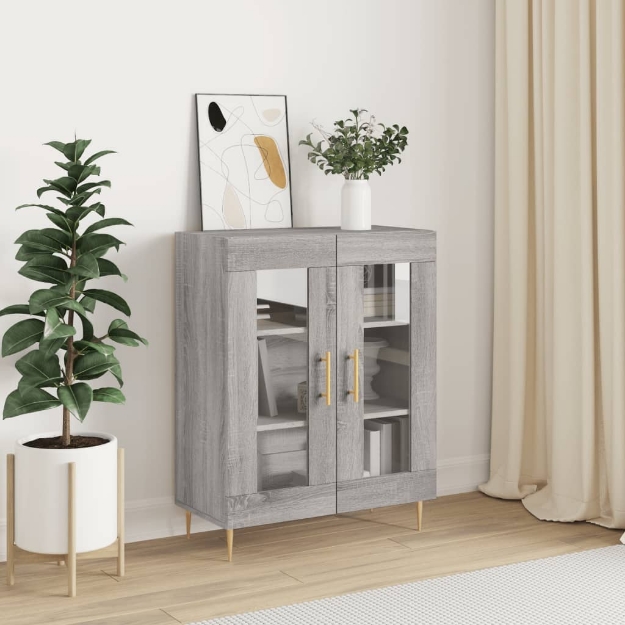 Credenza Grigio Sonoma 69,5x34x90 cm in Legno Multistrato