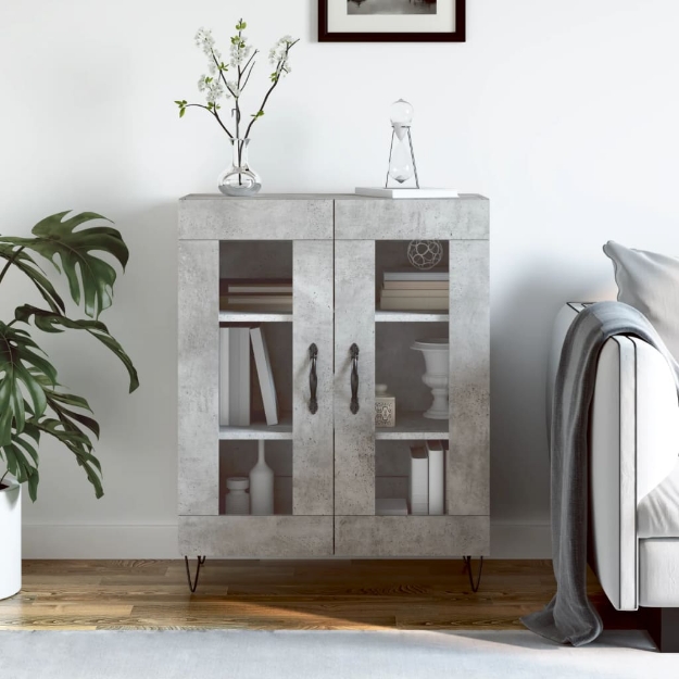 Credenza Grigio Cemento 69,5x34x90 cm in Legno Multistrato