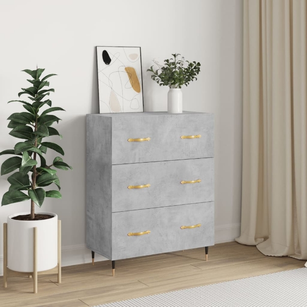 Credenza Grigio Cemento 69,5x34x90 cm in Legno Multistrato