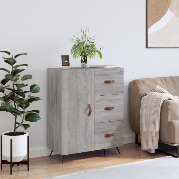 Credenza Grigio Sonoma 69,5x34x90 cm in Legno Multistrato