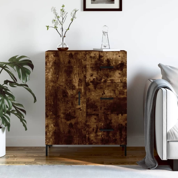 Credenza Rovere Fumo 69,5x34x90 cm in Legno Multistrato