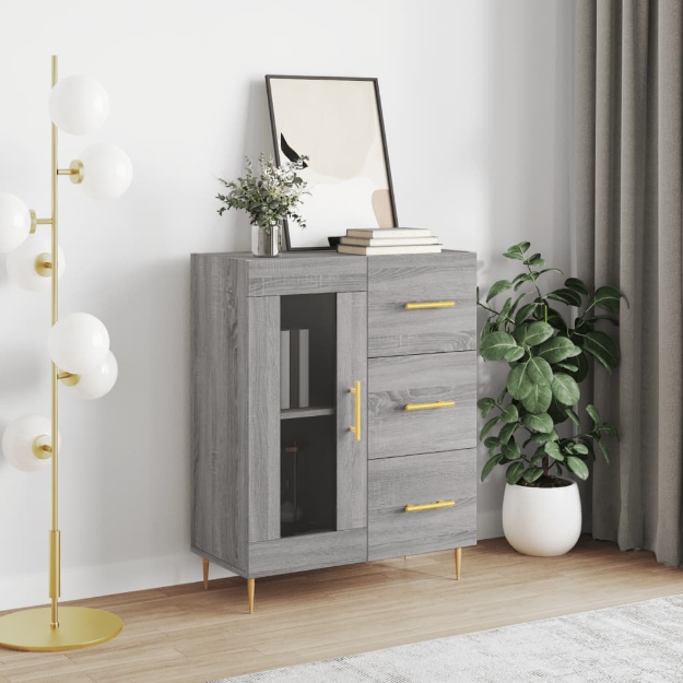 Credenza Grigio Sonoma 69,5x34x90 cm in Legno Multistrato