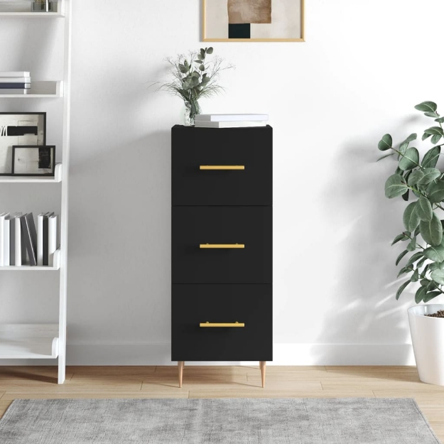 Credenza Nero 34,5x34x90 cm in Legno Multistrato