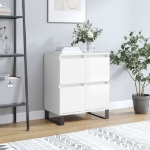 Credenza Bianco Lucido 60x35x70 cm in Legno Multistrato