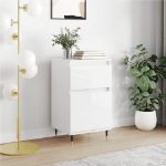 Credenza Bianco Lucido 40x35x70 cm in Legno Multistrato