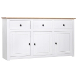 Credenza Bianca 135x40x80 cm in Legno Massello di Pino Panama