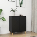 Credenza con Gambe in Legno Massello Nera 60x35x70cm Truciolato