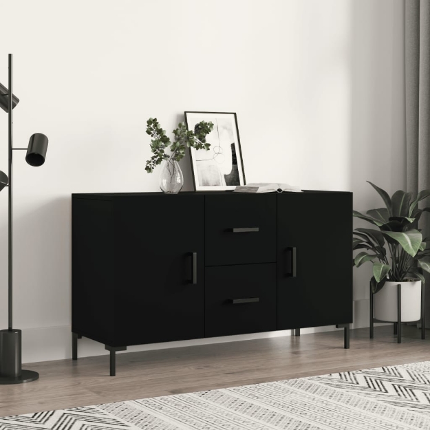 Credenza Nera 100x36x60 cm in Legno Multistrato