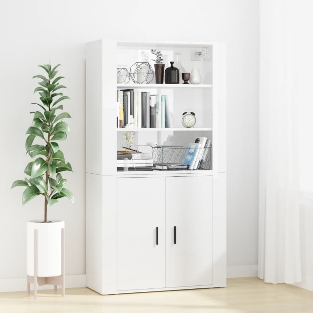 Credenza Bianco Lucido in Legno Multistrato