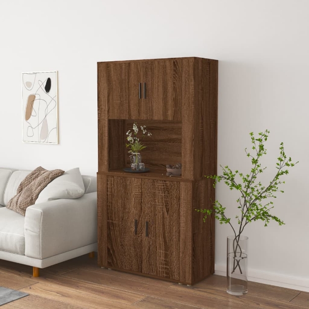 Credenza Rovere Marrone in Legno Multistrato