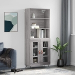 Credenza Grigio Sonoma 69,5x34x180 cm in Legno Multistrato