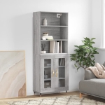 Credenza Grigio Sonoma 69,5x34x180 cm in Legno Multistrato