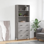 Credenza Grigio Sonoma 69,5x34x180 cm in Legno Multistrato