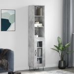 Credenza Grigio Cemento 34,5x34x180 cm in Legno Multistrato