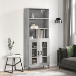 Credenza Grigio Sonoma 69,5x34x180 cm in Legno Multistrato