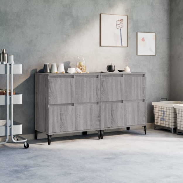 Credenze 2pz Grigio Sonoma 60x35x70 cm in Legno Multistrato