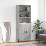 Credenza Grigio Cemento 69,5x34x180 cm in Legno Multistrato