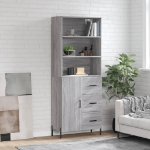 Credenza Grigio Sonoma 69,5x34x180 cm in Legno Multistrato