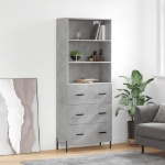 Credenza Grigio Cemento 69,5x34x180 cm in Legno Multistrato