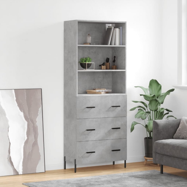 Credenza Grigio Cemento 69,5x34x180 cm in Legno Multistrato