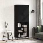 Credenza Nera 69,5x34x180 cm in Legno Multistrato