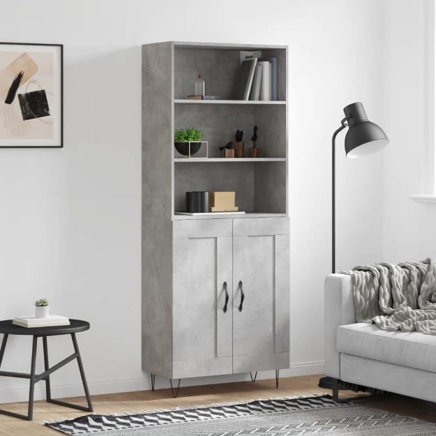 Credenza Grigio Cemento 69,5x34x180 cm in Legno Multistrato