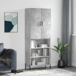 Credenza Grigio Cemento 69,5x34x180 cm in Legno Multistrato