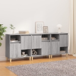 Credenze 3pz Grigio Sonoma 60x35x70 cm in Legno Multistrato