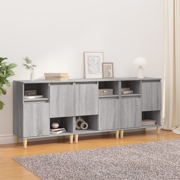 Credenze 3pz Grigio Sonoma 60x35x70 cm in Legno Multistrato