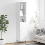 Credenza 34,5x34x180 cm in Legno Multistrato Bianco Lucido