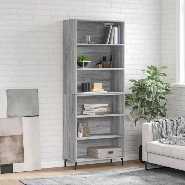 Credenza Grigio Sonoma 69,5x32,5x180 cm Legno Multistrato