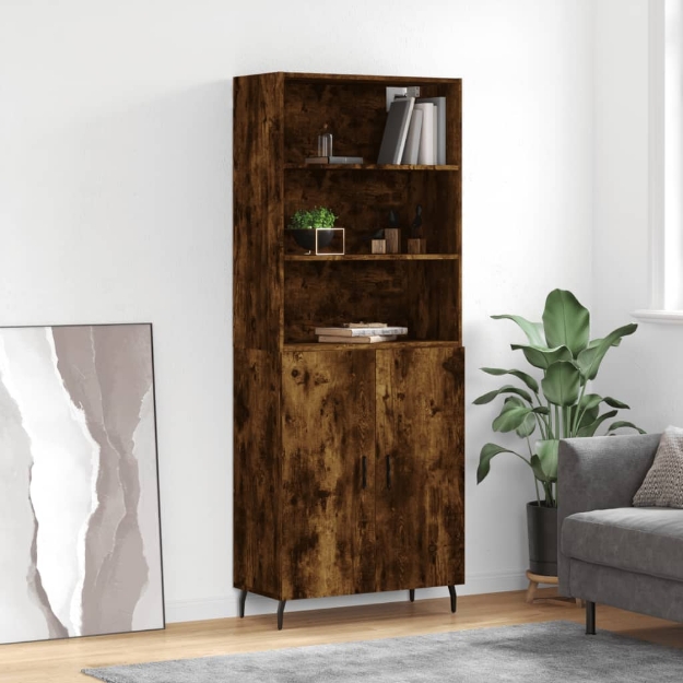 Credenza Rovere Fumo  69,5x34x180 cm in Legno Multistrato