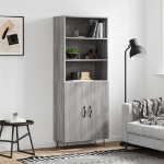 Credenza Grigio Sonoma 69,5x34x180 cm in Legno Multistrato