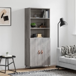 Credenza Grigio Sonoma 69,5x34x180 cm in Legno Multistrato