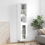 Credenza 34,5x34x180 cm in Legno Multistrato Bianco Lucido