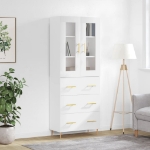 Credenza Bianco Lucido 69,5x34x180 cm in Legno Multistrato