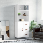 Credenza Bianco Lucido 69,5x34x180 cm in Legno Multistrato