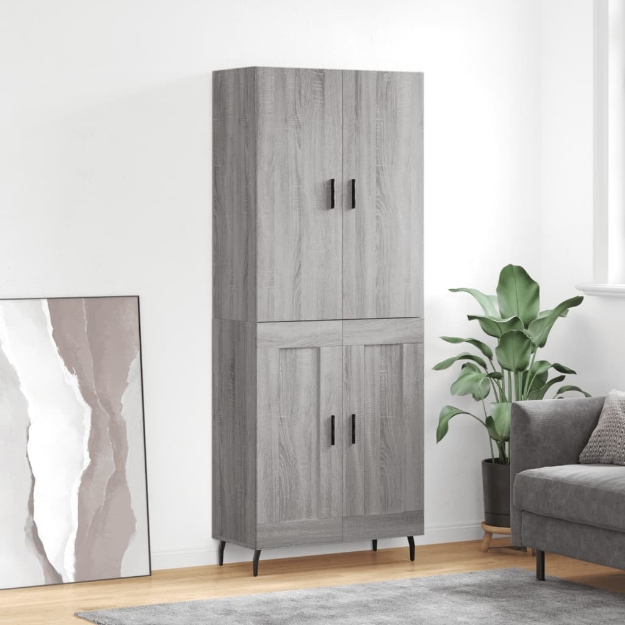 Credenza Grigio Sonoma 69,5x34x180 cm in Legno Multistrato