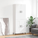 Credenza Bianco Lucido 69,5x34x180 cm in Legno Multistrato