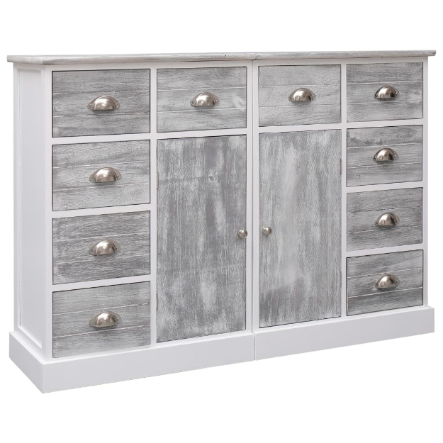 Credenza con 10 Cassetti Grigia 113x30x79 cm in Legno