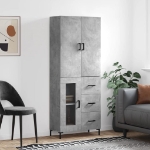 Credenza Grigio Cemento 69,5x34x180 cm in Legno Multistrato