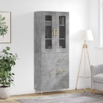 Credenza Grigio Cemento 69,5x34x180 cm in Legno Multistrato